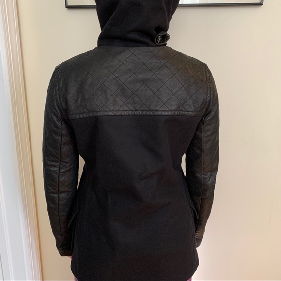 Theory Wool Coat with leather sleeves - Picture 11 of 11